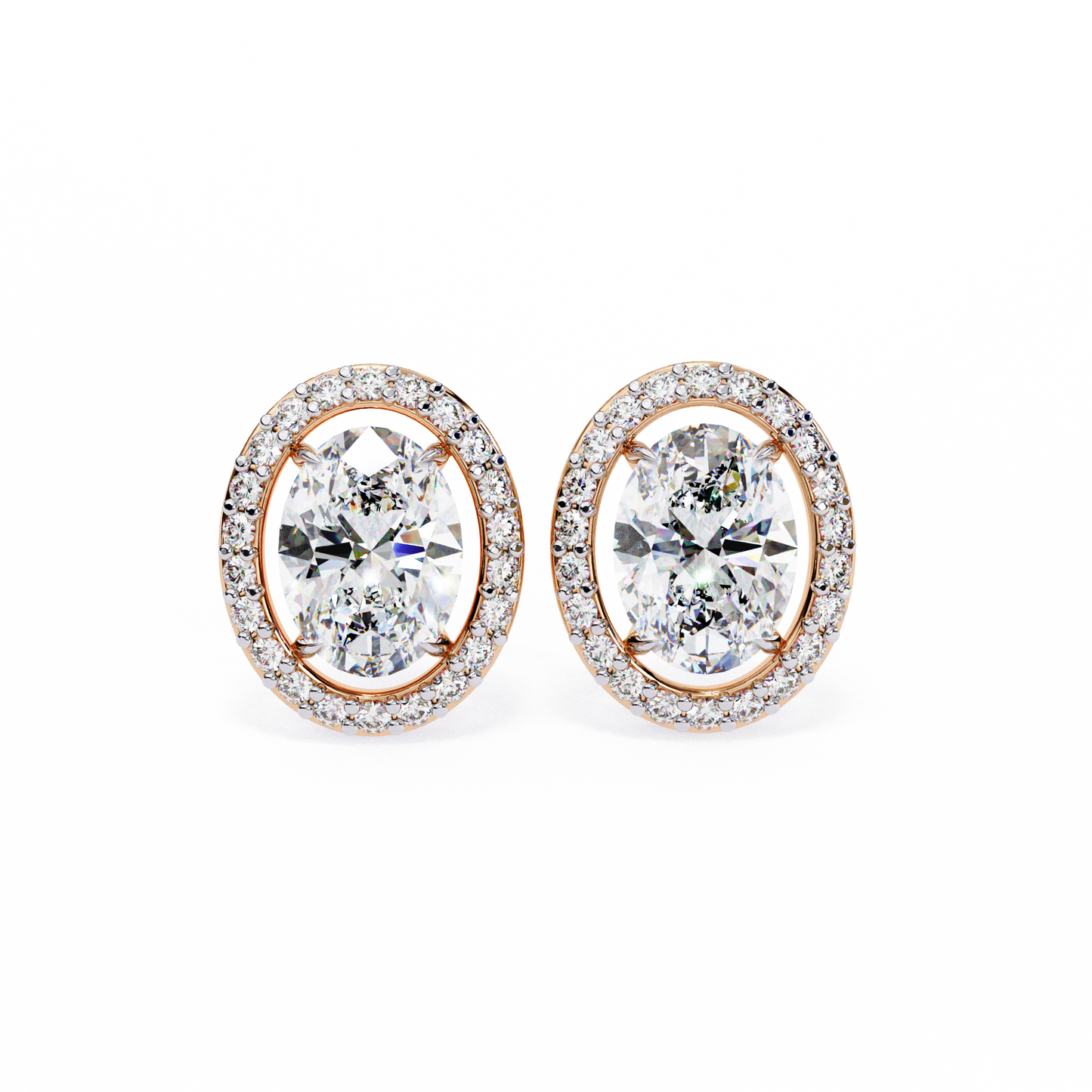 lab grown diamond | moissanite Jewellery Enchanted Teardrop Lab Grown OR Moissanite Oval Stud Earrings Rose Gold 14K by Rabbito Jewels