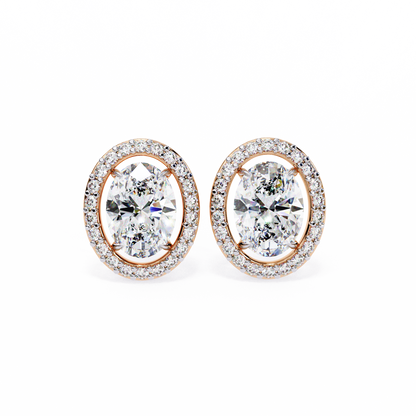 lab grown diamond | moissanite Jewellery Enchanted Teardrop Lab Grown OR Moissanite Oval Stud Earrings Rose Gold 14K by Rabbito Jewels