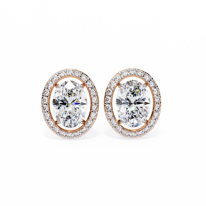 lab grown diamond | moissanite Jewellery Enchanted Teardrop Lab Grown OR Moissanite Oval Stud Earrings Rose Gold 14K by Rabbito Jewels