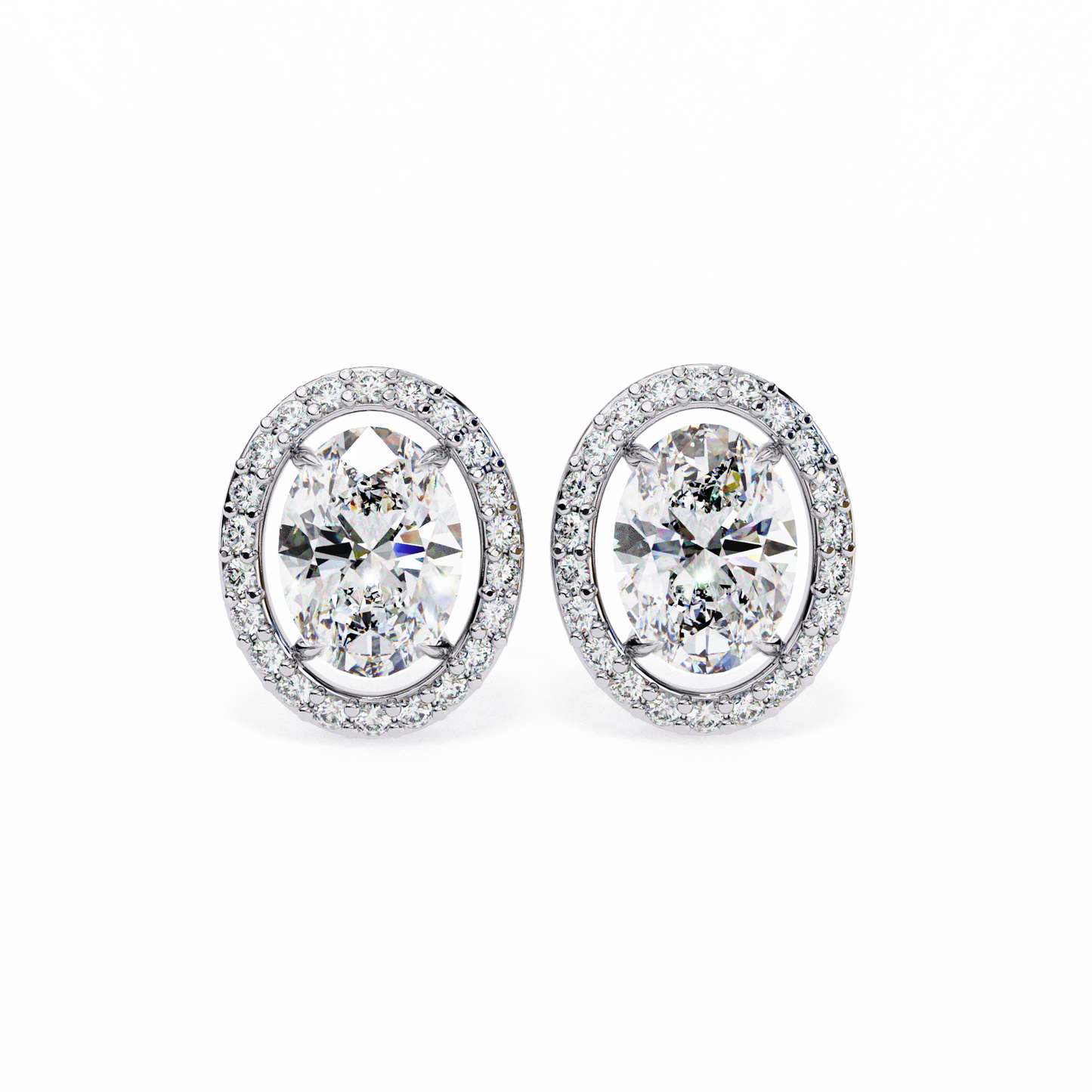 lab grown diamond | moissanite Jewellery Enchanted Teardrop Lab Grown OR Moissanite Oval Stud Earrings White Gold 18K by Rabbito Jewels