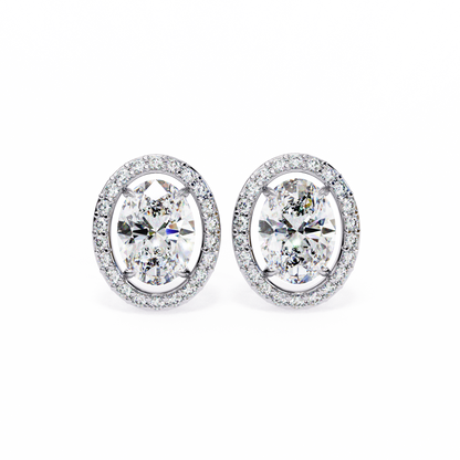 lab grown diamond | moissanite Jewellery Enchanted Teardrop Lab Grown OR Moissanite Oval Stud Earrings White Gold 18K by Rabbito Jewels