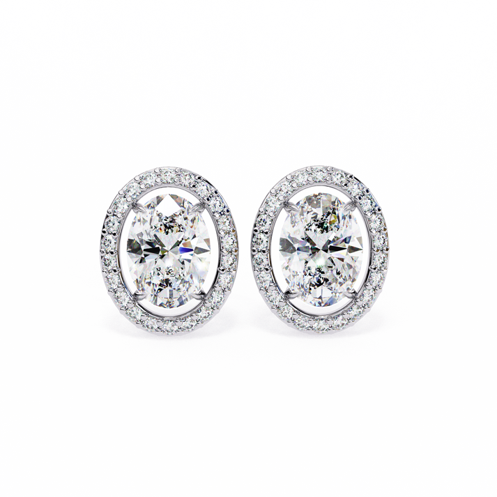 lab grown diamond | moissanite Jewellery Enchanted Teardrop Lab Grown OR Moissanite Oval Stud Earrings White Gold 14K by Rabbito Jewels