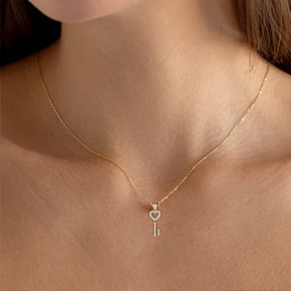 lab grown diamond | moissanite Jewellery Heart Key Lab Grown Diamond OR Moissanite Pendant by Rabbito Jewels