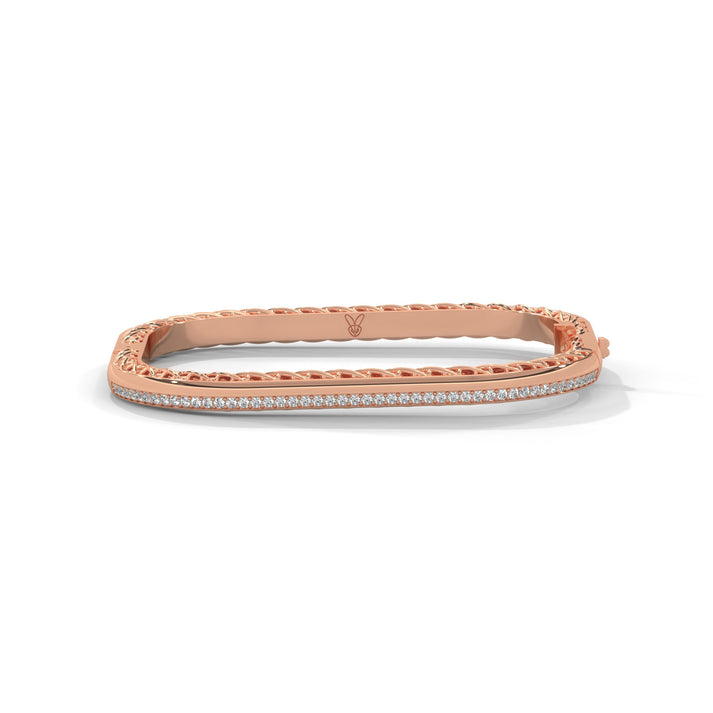 lab grown diamond | moissanite Jewellery Cuff Square Lab Grown Diamond OR Moissanite Bracelet Rose Gold 18K by Rabbito Jewels