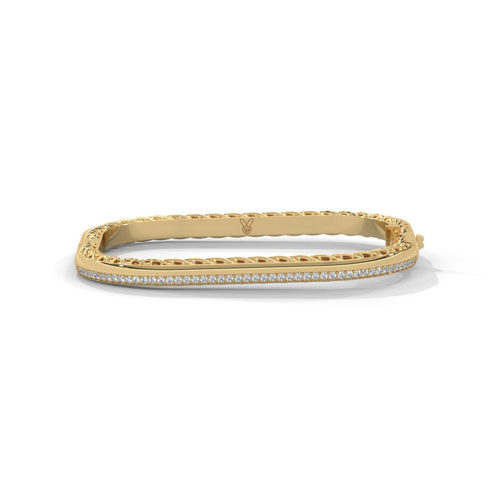 lab grown diamond | moissanite Jewellery Cuff Square Lab Grown Diamond OR Moissanite Bracelet Yellow Gold 18K by Rabbito Jewels