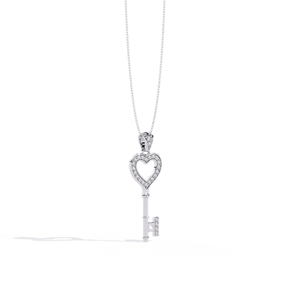 lab grown diamond | moissanite Jewellery Heart Key Lab Grown Diamond OR Moissanite Pendant by Rabbito Jewels