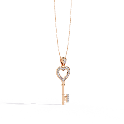 lab grown diamond | moissanite Jewellery Heart Key Lab Grown Diamond OR Moissanite Pendant by Rabbito Jewels