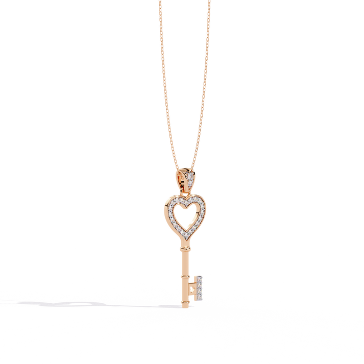 lab grown diamond | moissanite Jewellery Heart Key Lab Grown Diamond OR Moissanite Pendant by Rabbito Jewels