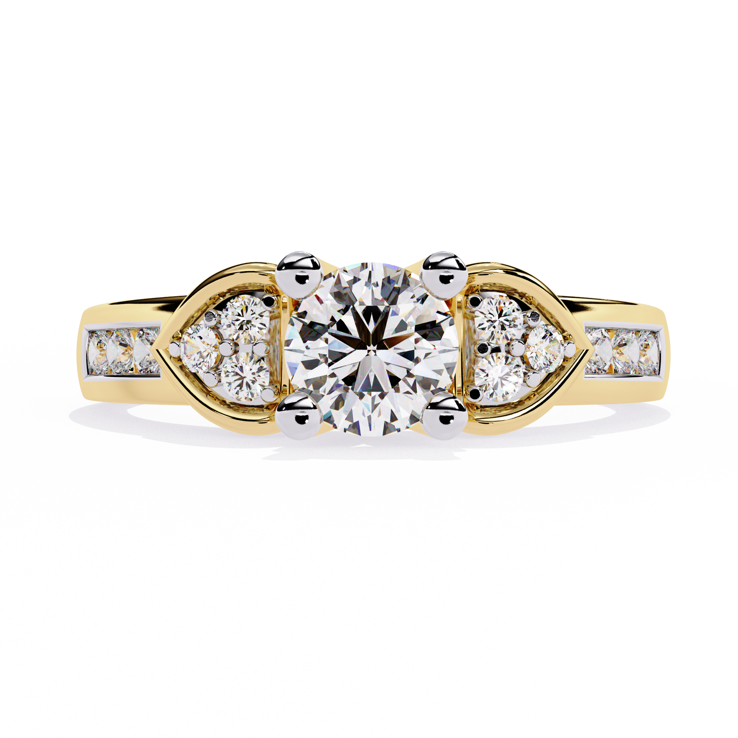 lab grown diamond | moissanite Jewellery Meraki Dual Heart Lab Grown Diamond OR Moissanite Ring Yellow Gold 14K by Rabbito Jewels