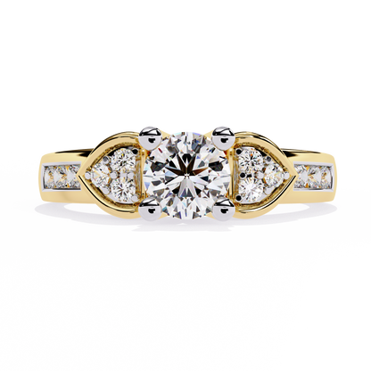 lab grown diamond | moissanite Jewellery Meraki Dual Heart Lab Grown Diamond OR Moissanite Ring Yellow Gold 14K by Rabbito Jewels