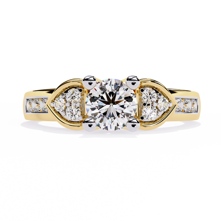 lab grown diamond | moissanite Jewellery Meraki Dual Heart Lab Grown Diamond OR Moissanite Ring Yellow Gold 18K by Rabbito Jewels