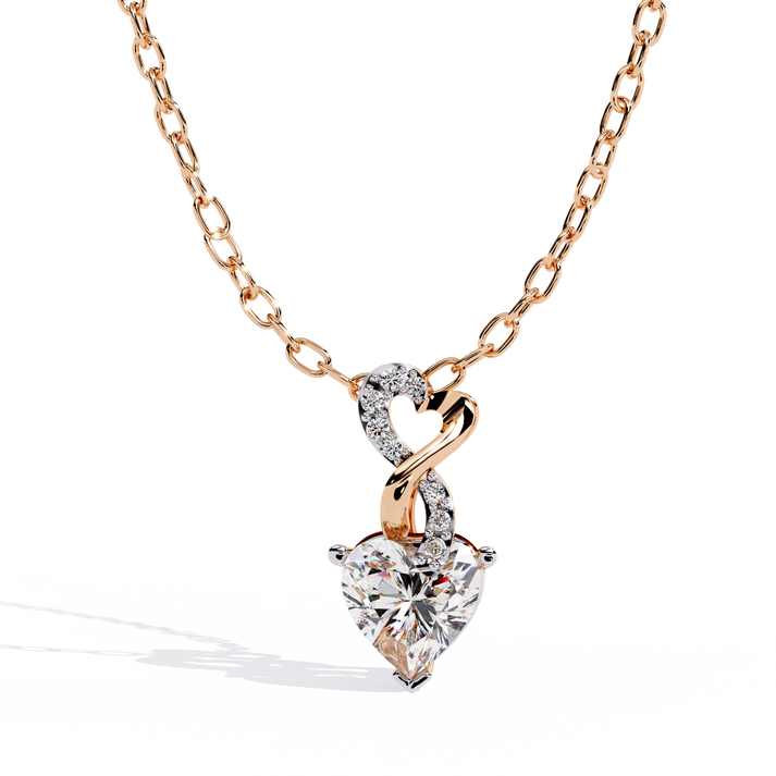 lab grown diamond | moissanite Jewellery Child Heart Lab Grown Diamond OR Moissanite Pendant Rose Gold 18K by Rabbito Jewels