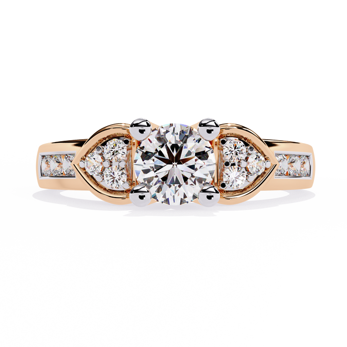 lab grown diamond | moissanite Jewellery Meraki Dual Heart Lab Grown Diamond OR Moissanite Ring Rose Gold 14K by Rabbito Jewels