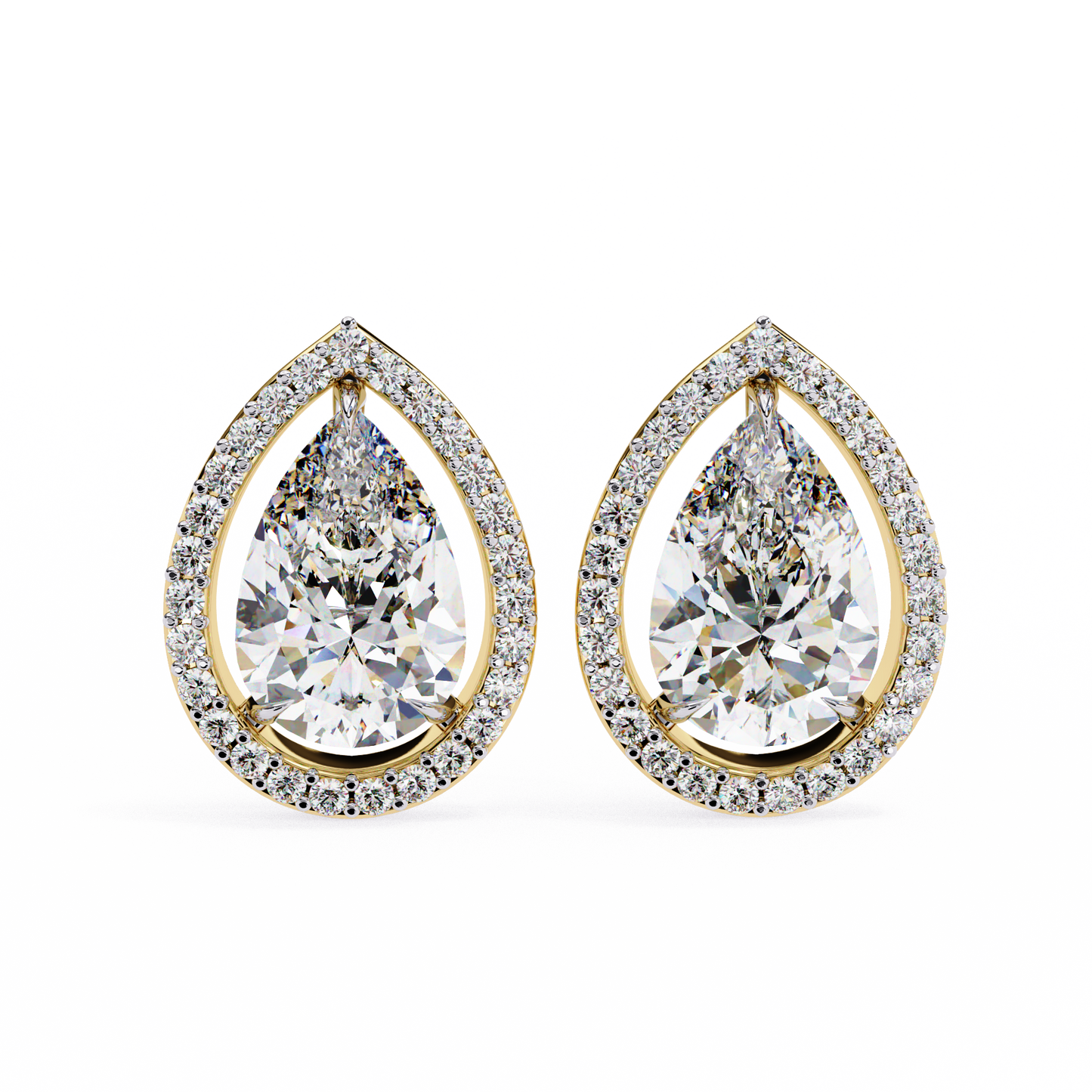 lab grown diamond | moissanite Jewellery Heavens Whisper Lab Grown & Moissanite Pear Stud Earrings Yellow Gold 14K by Rabbito Jewels