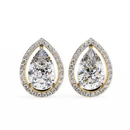 lab grown diamond | moissanite Jewellery Heavens Whisper Lab Grown & Moissanite Pear Stud Earrings Yellow Gold 14K by Rabbito Jewels