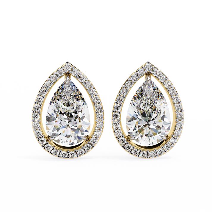 lab grown diamond | moissanite Jewellery Heavens Whisper Lab Grown & Moissanite Pear Stud Earrings Yellow Gold 14K by Rabbito Jewels