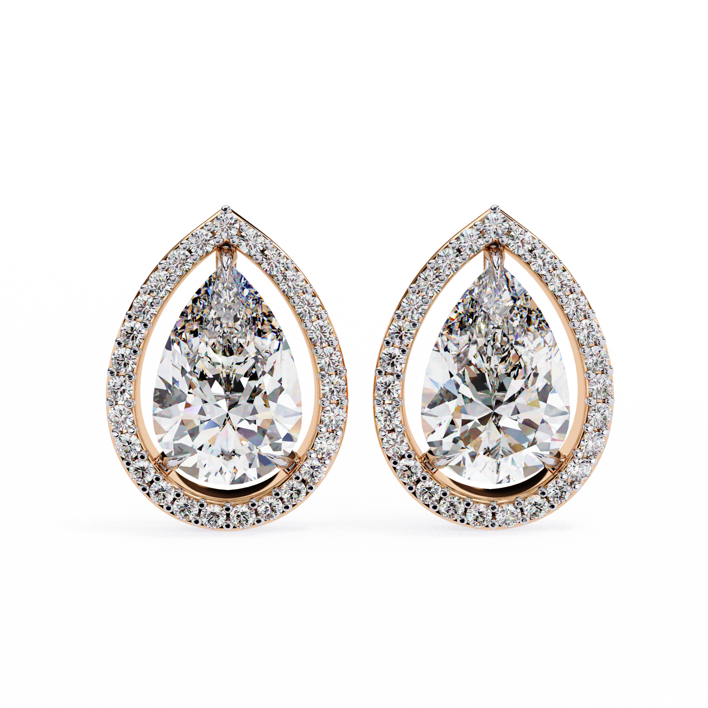 lab grown diamond | moissanite Jewellery Heavens Whisper Lab Grown & Moissanite Pear Stud Earrings Rose Gold 14K by Rabbito Jewels