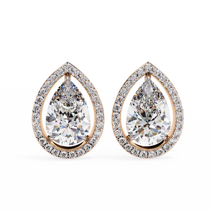 lab grown diamond | moissanite Jewellery Heavens Whisper Lab Grown & Moissanite Pear Stud Earrings Rose Gold 14K by Rabbito Jewels