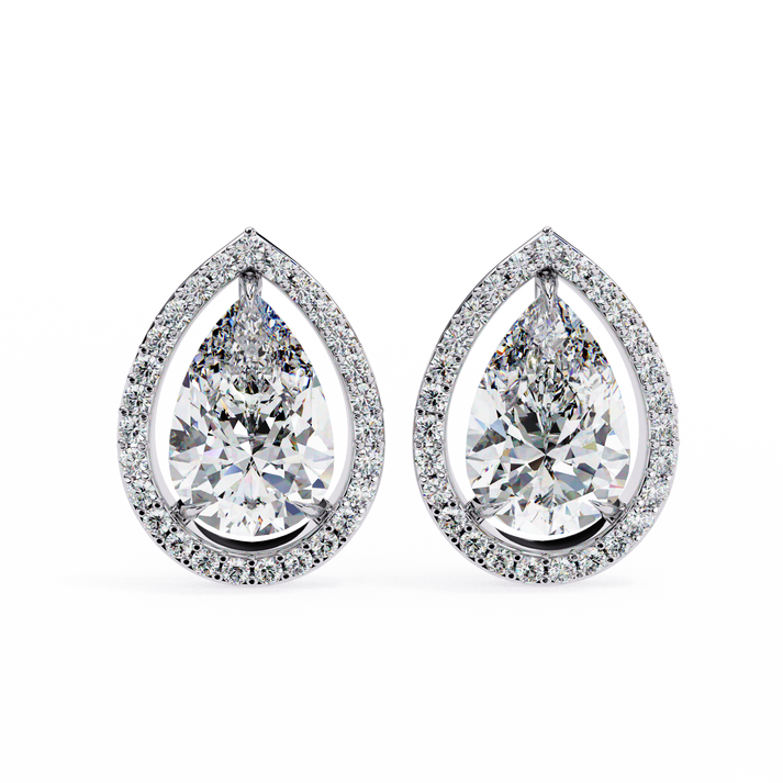 lab grown diamond | moissanite Jewellery Heavens Whisper Lab Grown & Moissanite Pear Stud Earrings White Gold 18K by Rabbito Jewels
