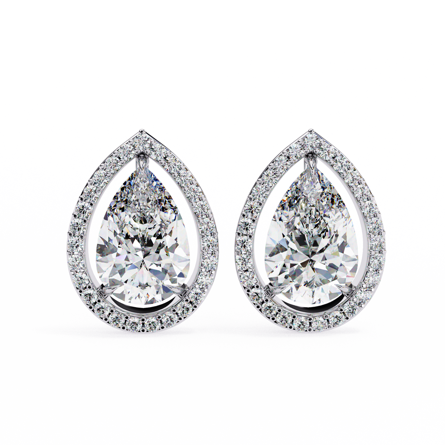 lab grown diamond | moissanite Jewellery Heavens Whisper Lab Grown & Moissanite Pear Stud Earrings White Gold 14K by Rabbito Jewels