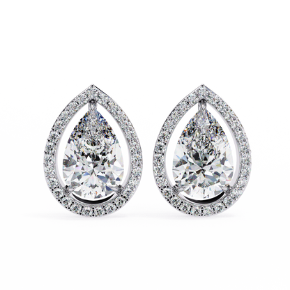 lab grown diamond | moissanite Jewellery Heavens Whisper Lab Grown & Moissanite Pear Stud Earrings White Gold 14K by Rabbito Jewels