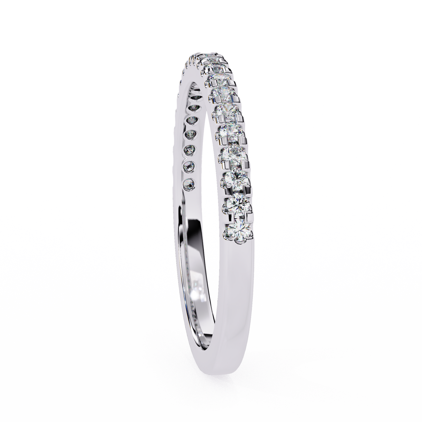 Small Diamond Half Tennis Ring lab grown diamond and moissanite diamond by Rabbito Jewels