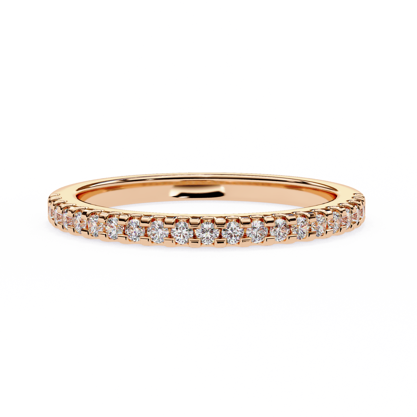 Small Diamond Half Tennis Ring Rose Gold 14K lab grown diamond and moissanite diamond by Rabbito Jewels