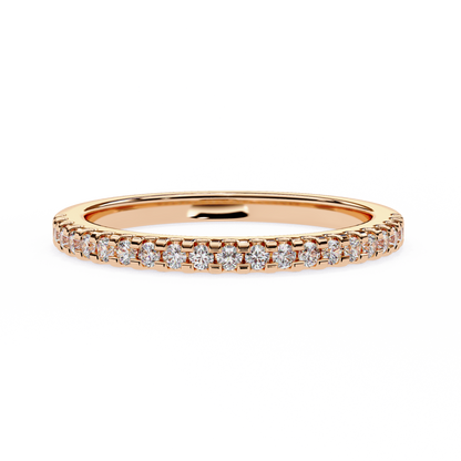 Small Diamond Half Tennis Ring Rose Gold 14K lab grown diamond and moissanite diamond by Rabbito Jewels
