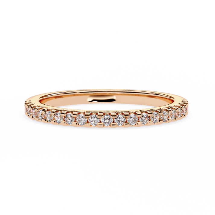 Small Diamond Half Tennis Ring Rose Gold 14K lab grown diamond and moissanite diamond by Rabbito Jewels