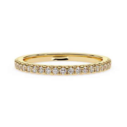 Small Diamond Half Tennis Ring Yellow Gold 14K lab grown diamond and moissanite diamond by Rabbito Jewels