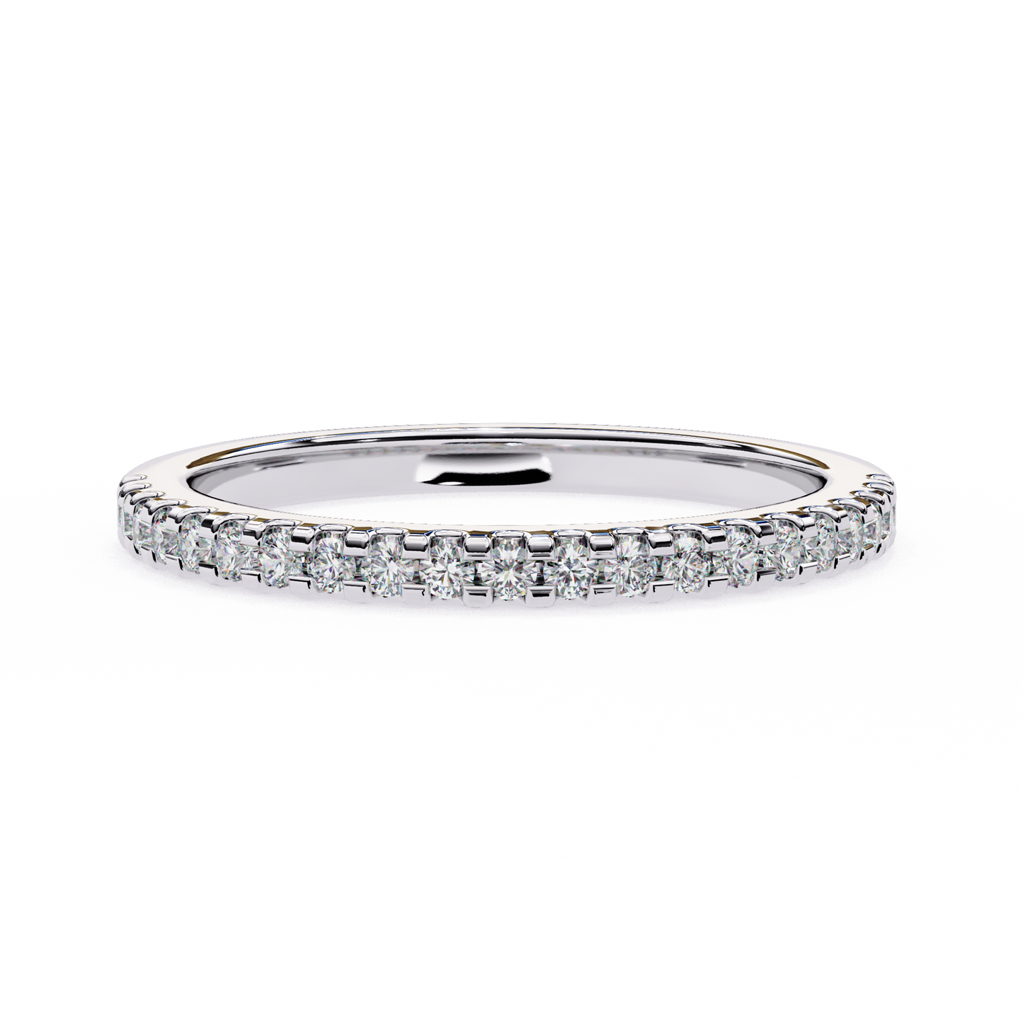 Small Diamond Half Tennis Ring White Gold 14K lab grown diamond and moissanite diamond by Rabbito Jewels