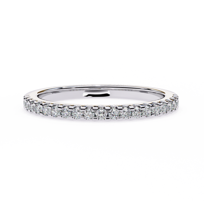 Small Diamond Half Tennis Ring White Gold 14K lab grown diamond and moissanite diamond by Rabbito Jewels