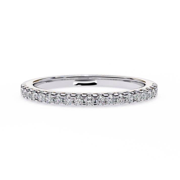 Small Diamond Half Tennis Ring White Gold 14K lab grown diamond and moissanite diamond by Rabbito Jewels