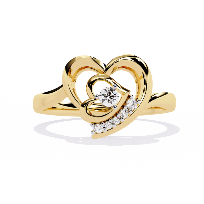 lab grown diamond | moissanite Jewellery Lovers Heart Lab Grown Diamond OR Moissanite Ring Yellow Gold 18K by Rabbito Jewels