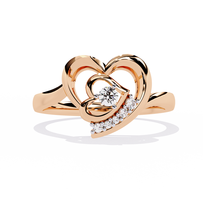 lab grown diamond | moissanite Jewellery Lovers Heart Lab Grown Diamond OR Moissanite Ring Rose Gold 14K by Rabbito Jewels