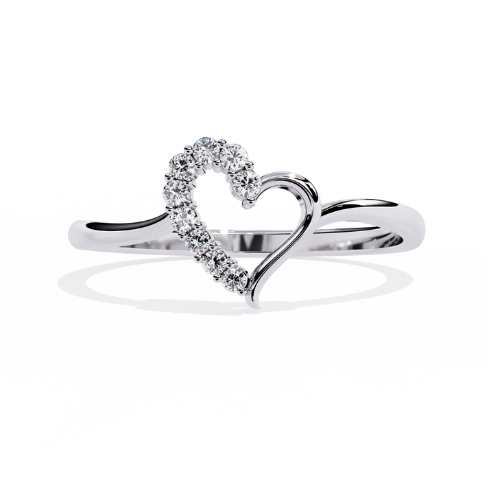 lab grown diamond | moissanite Jewellery Graceful Heart Lab Grown Diamond OR Moissanite Ring White Gold 14K by Rabbito Jewels