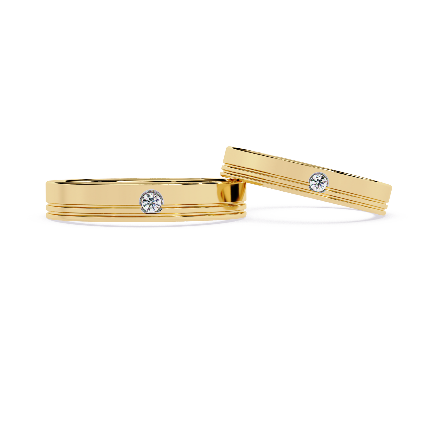 lab grown diamond | moissanite Jewellery The Kayon Couple Lab Grown Diamond OR Moissanite Rings Yellow Gold 18K by Rabbito Jewels