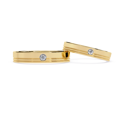 lab grown diamond | moissanite Jewellery The Kayon Couple Lab Grown Diamond OR Moissanite Rings Yellow Gold 18K by Rabbito Jewels