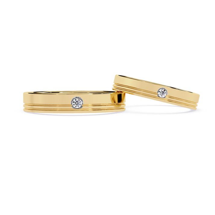 lab grown diamond | moissanite Jewellery The Kayon Couple Lab Grown Diamond OR Moissanite Rings Yellow Gold 18K by Rabbito Jewels
