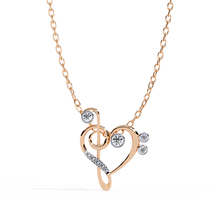 lab grown diamond | moissanite Jewellery Wavy Music Lab Grown Diamond OR Moissanite Pendant Rose Gold 18K by Rabbito Jewels