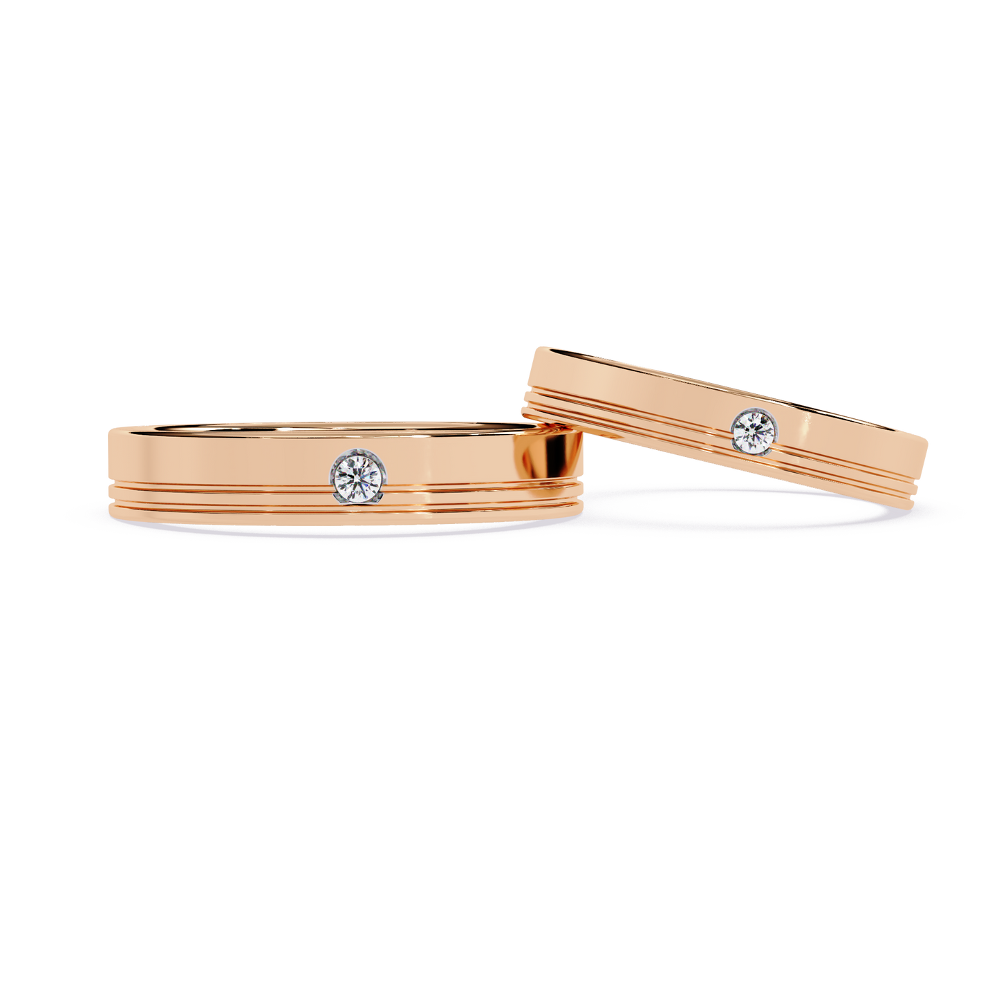 lab grown diamond | moissanite Jewellery The Kayon Couple Lab Grown Diamond OR Moissanite Rings Rose Gold 18K by Rabbito Jewels