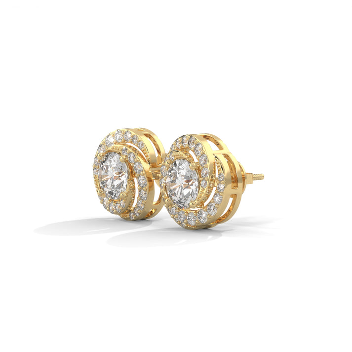 lab grown diamond | moissanite Jewellery Spiral Stud Halo Lab Grown Diamond OR Moissanite Earrings by Rabbito Jewels