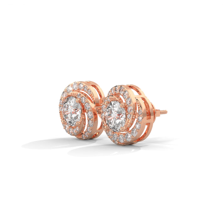 lab grown diamond | moissanite Jewellery Spiral Stud Halo Lab Grown Diamond OR Moissanite Earrings by Rabbito Jewels