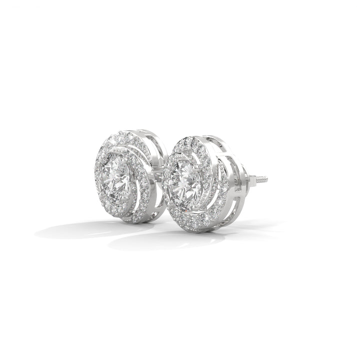 lab grown diamond | moissanite Jewellery Spiral Stud Halo Lab Grown Diamond OR Moissanite Earrings by Rabbito Jewels