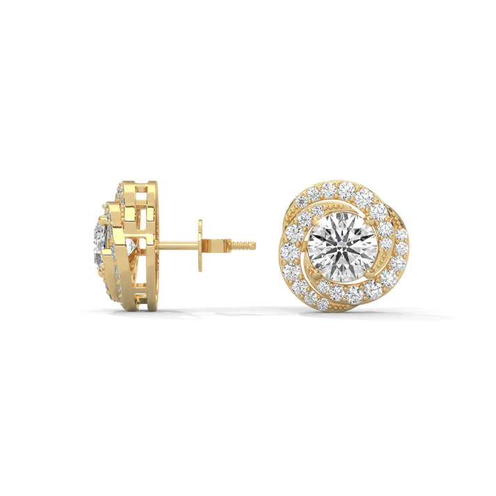 lab grown diamond | moissanite Jewellery Spiral Stud Halo Lab Grown Diamond OR Moissanite Earrings by Rabbito Jewels