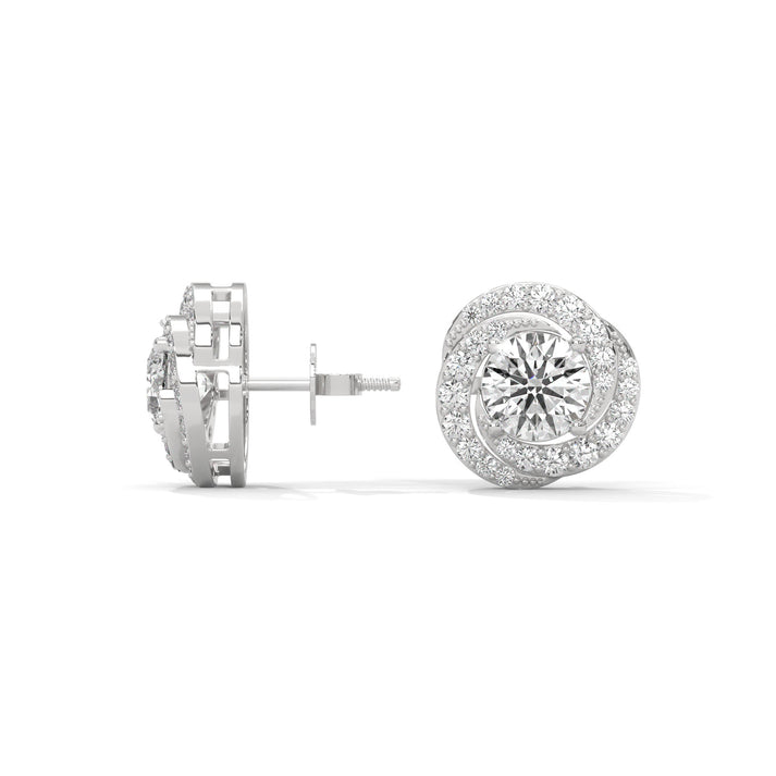 lab grown diamond | moissanite Jewellery Spiral Stud Halo Lab Grown Diamond OR Moissanite Earrings by Rabbito Jewels