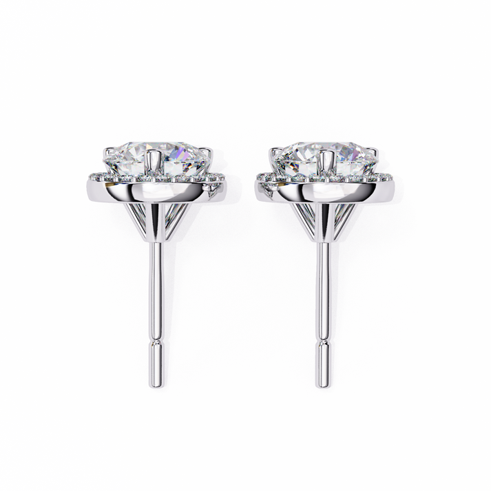 lab grown diamond | moissanite Jewellery Glided Romance Lab Grown OR Moissanite Halo Stud Earrings by Rabbito Jewels