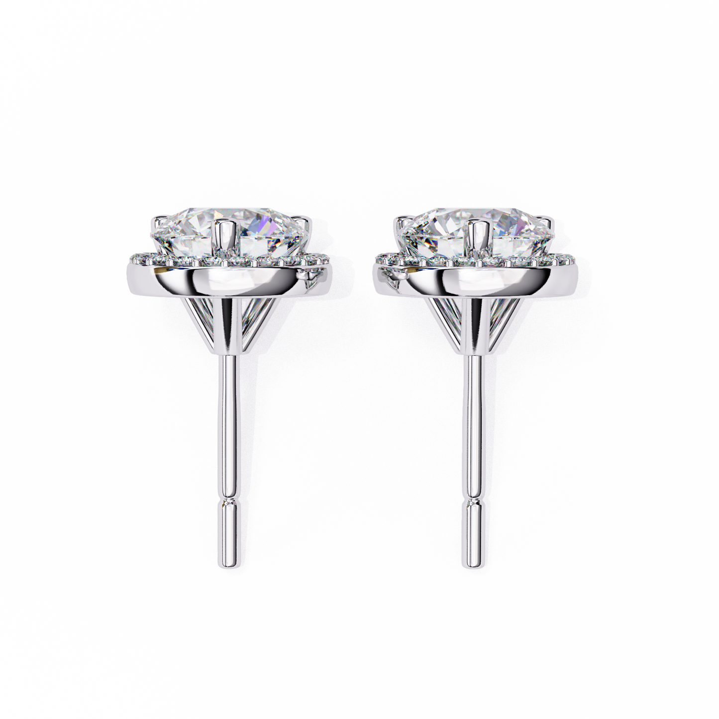 lab grown diamond | moissanite Jewellery Glided Romance Lab Grown OR Moissanite Halo Stud Earrings by Rabbito Jewels