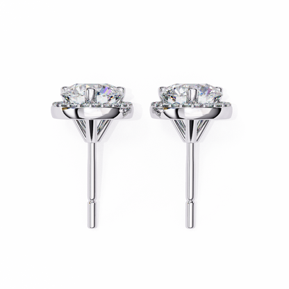 lab grown diamond | moissanite Jewellery Glided Romance Lab Grown OR Moissanite Halo Stud Earrings by Rabbito Jewels