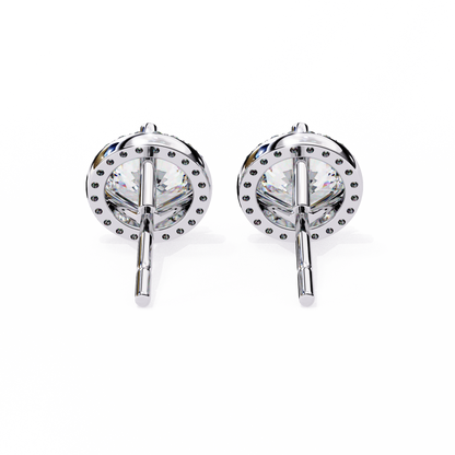 lab grown diamond | moissanite Jewellery Glided Romance Lab Grown OR Moissanite Halo Stud Earrings by Rabbito Jewels